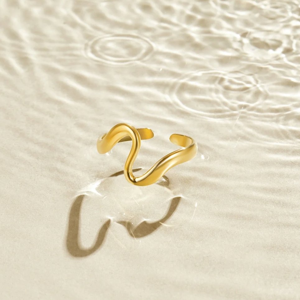 Golden Wave | Adjustable Gold Plated Ring