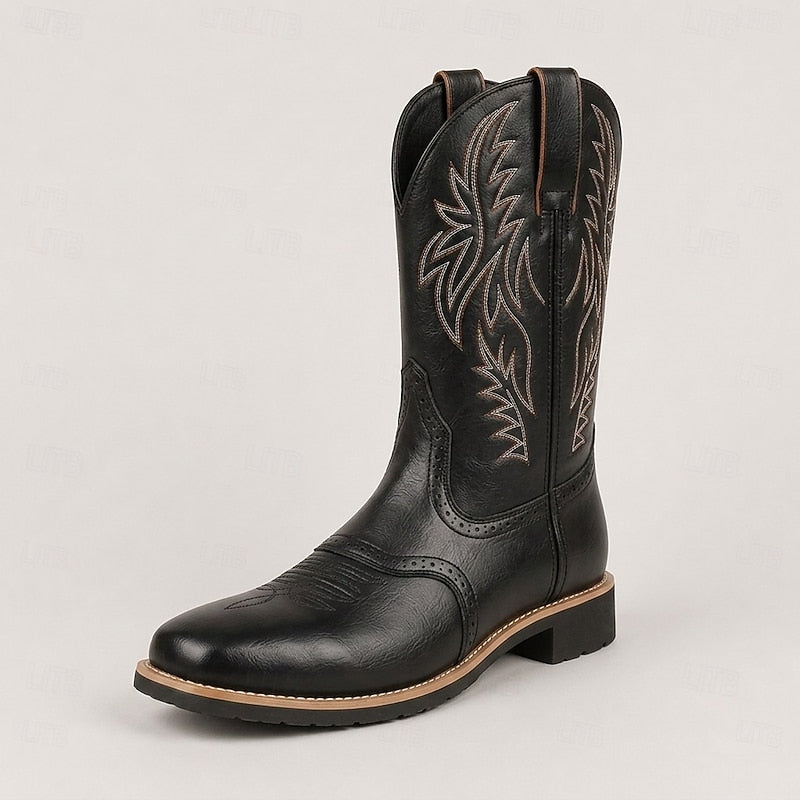 Women's Western Cowboy Boots with Embroidered Shaft