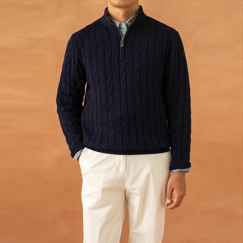 Half-Zip Mock Neck Sweater for Men