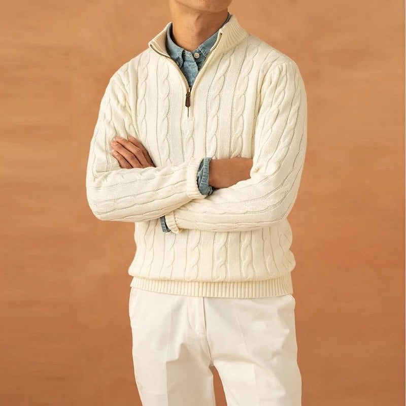Half-Zip Mock Neck Sweater for Men