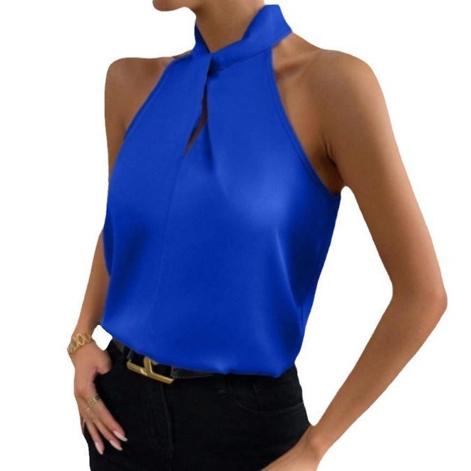 Paola | Silk Halterneck Sleeveless Blouse for Women