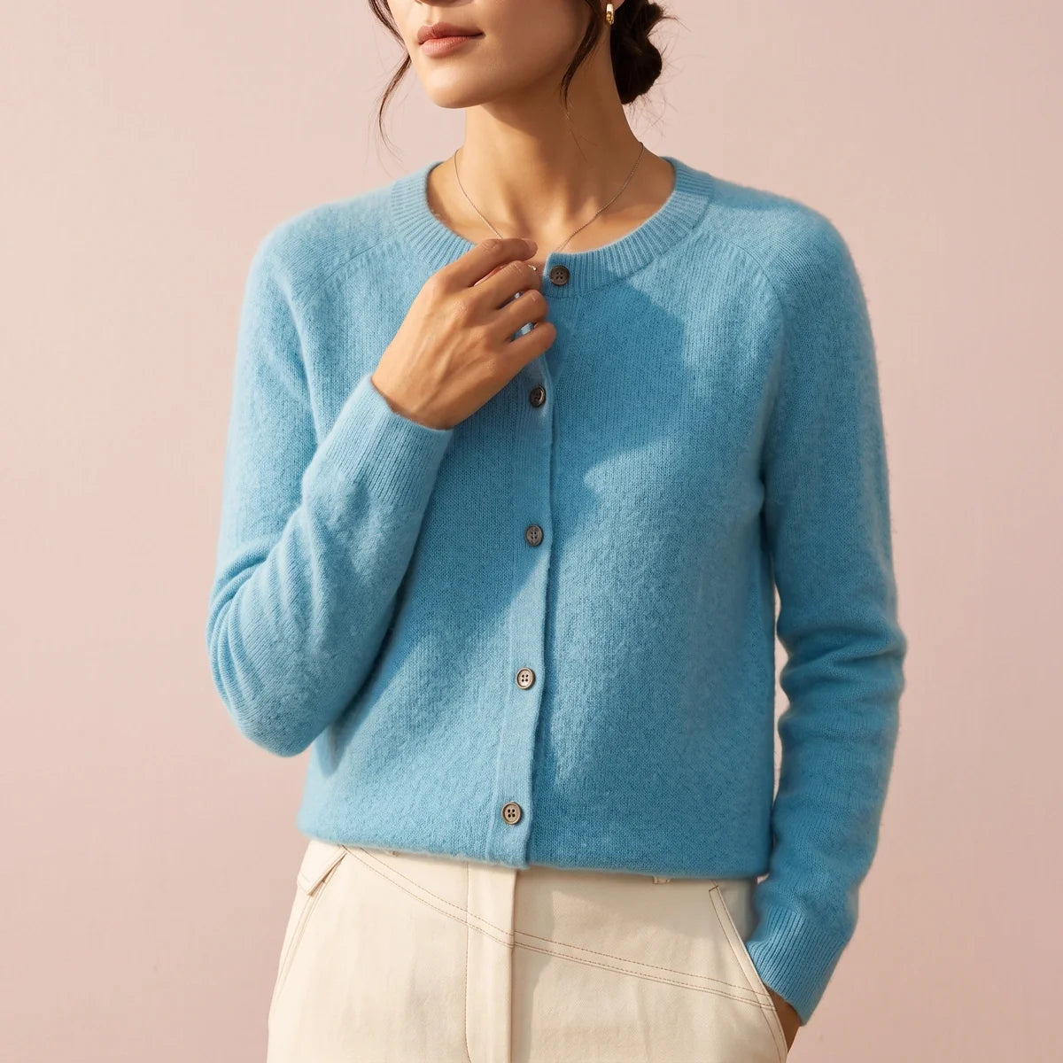 Helena Cashmere Crew Neck Cardigan
