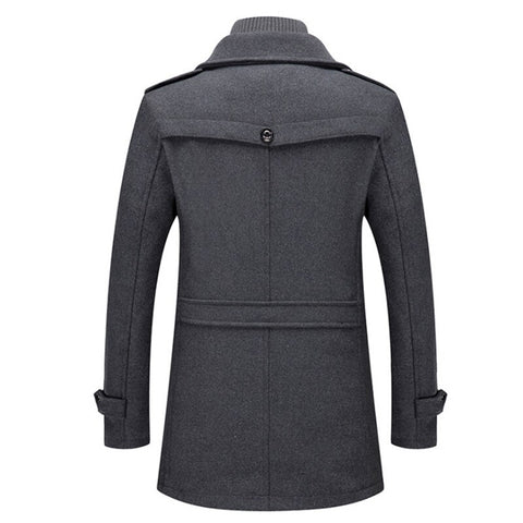 Men's Two-Piece Mid-Length Coat, Stand Collar, Long Sleeves