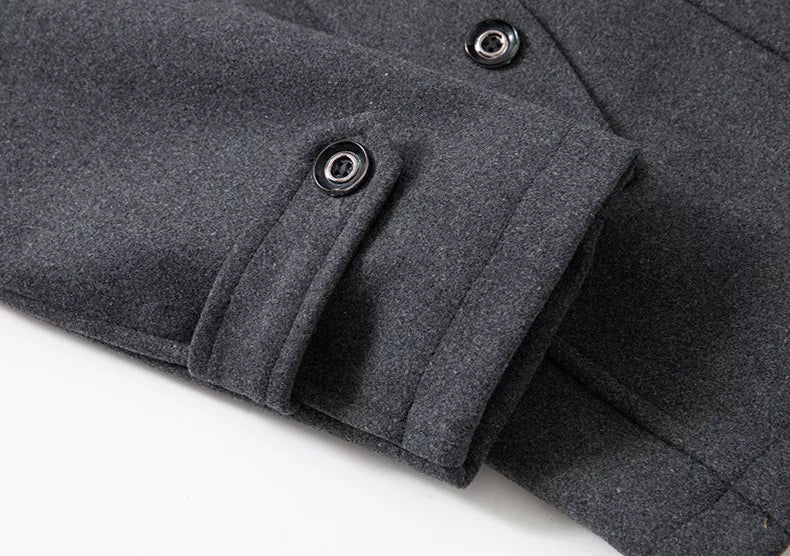 Men's Two-Piece Mid-Length Coat, Stand Collar, Long Sleeves