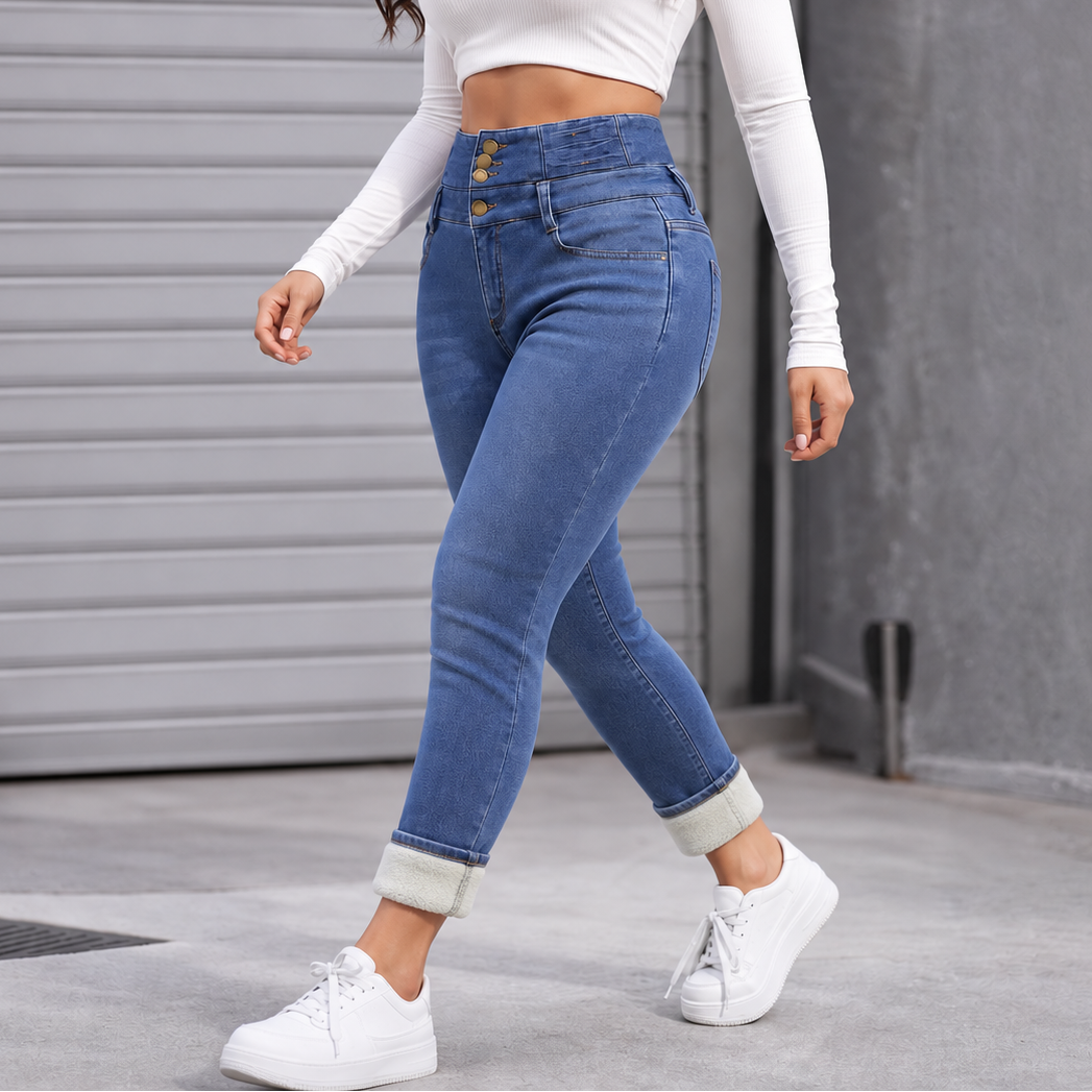 Frostline Denim – Fleece-Lined High-Waisted Skinny Jeans