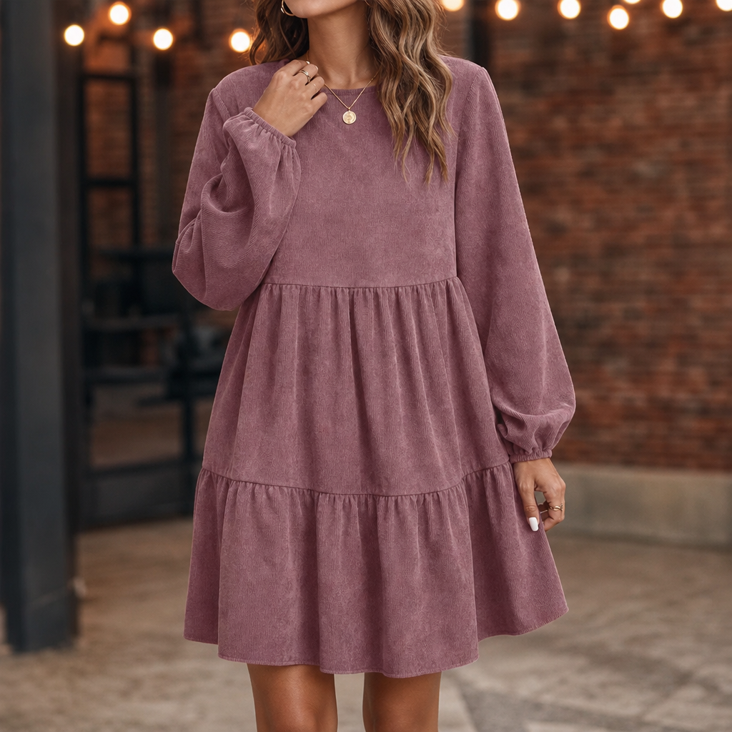 Velora – Long-Sleeve Tiered Dress