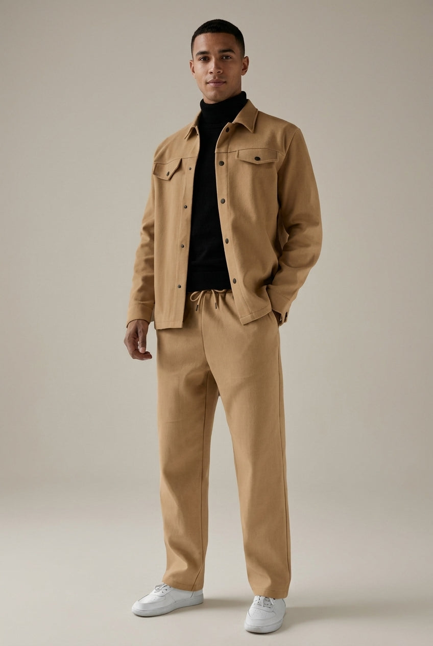 Men's Two-Piece Jacket And Trousers Set, Button Front