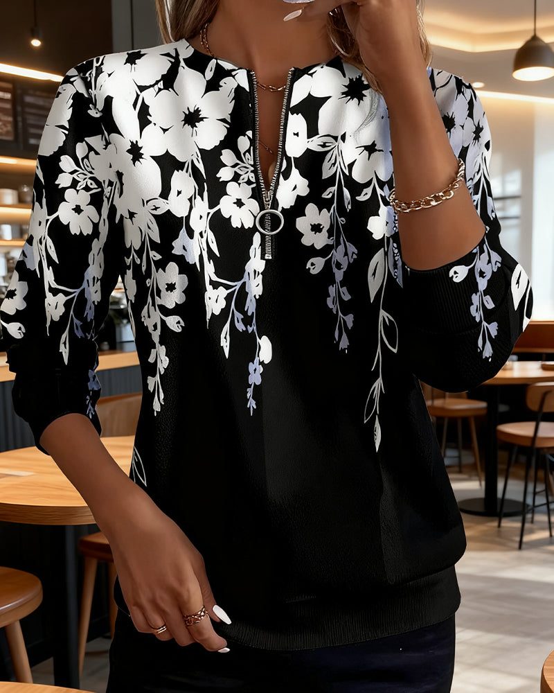 Hester | Floral Half-Zip Sweatshirt for Women