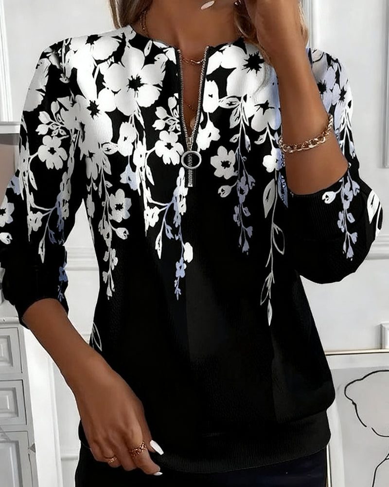 Hester | Floral Half-Zip Sweatshirt for Women