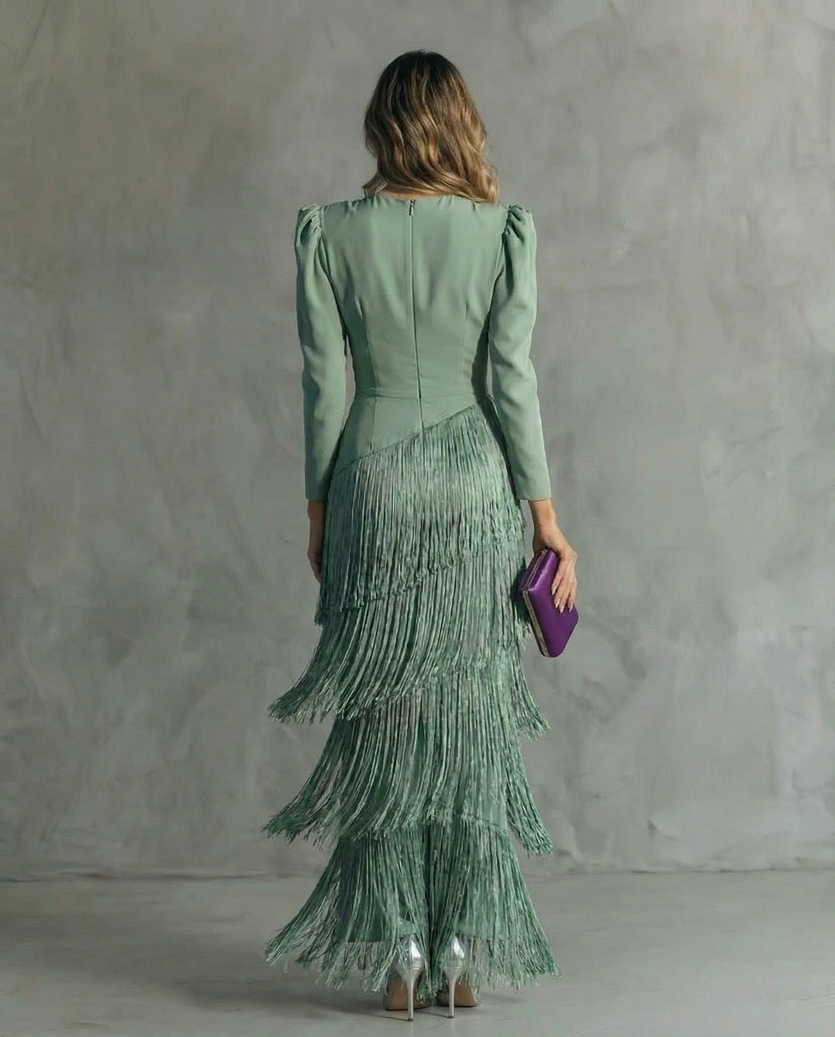 Amelia | Stylish Fringe Sleeve Midi Dress