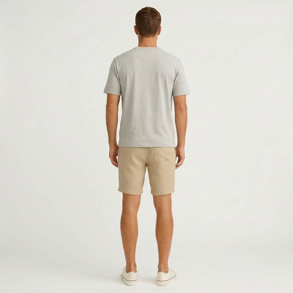 Montarello Men's Linen-Look Lightweight Drawstring Summer Shorts