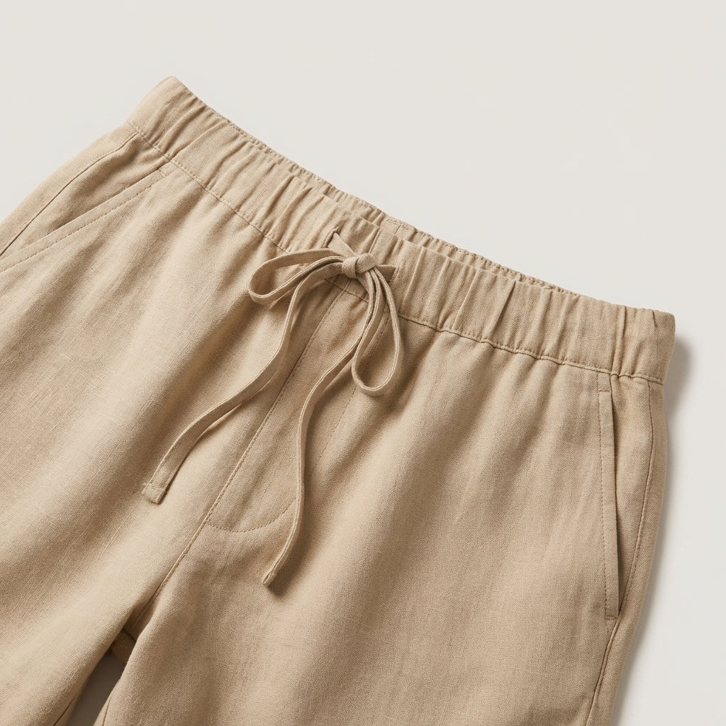 Montarello Men's Linen-Look Lightweight Drawstring Summer Shorts