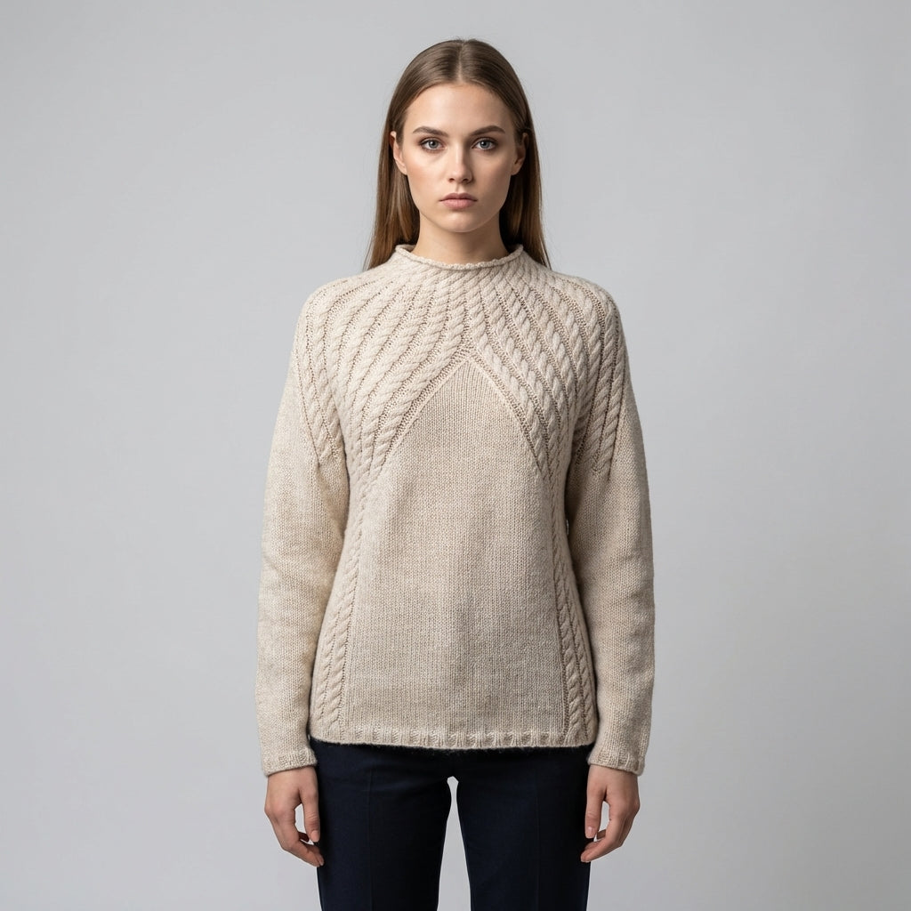 Women's Cable-Knit Jumper Long Sleeve Round Neck