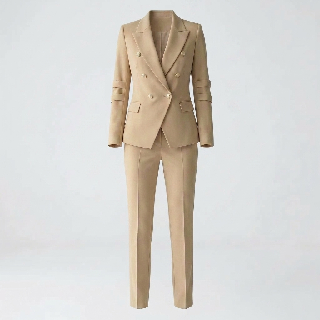 Women's Double-Breasted Blazer Trouser Set Tailored