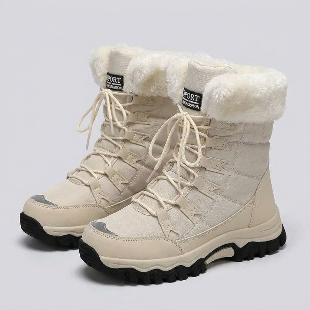 Women's Lace-Up Snow Boots with Faux-Fur Cuff