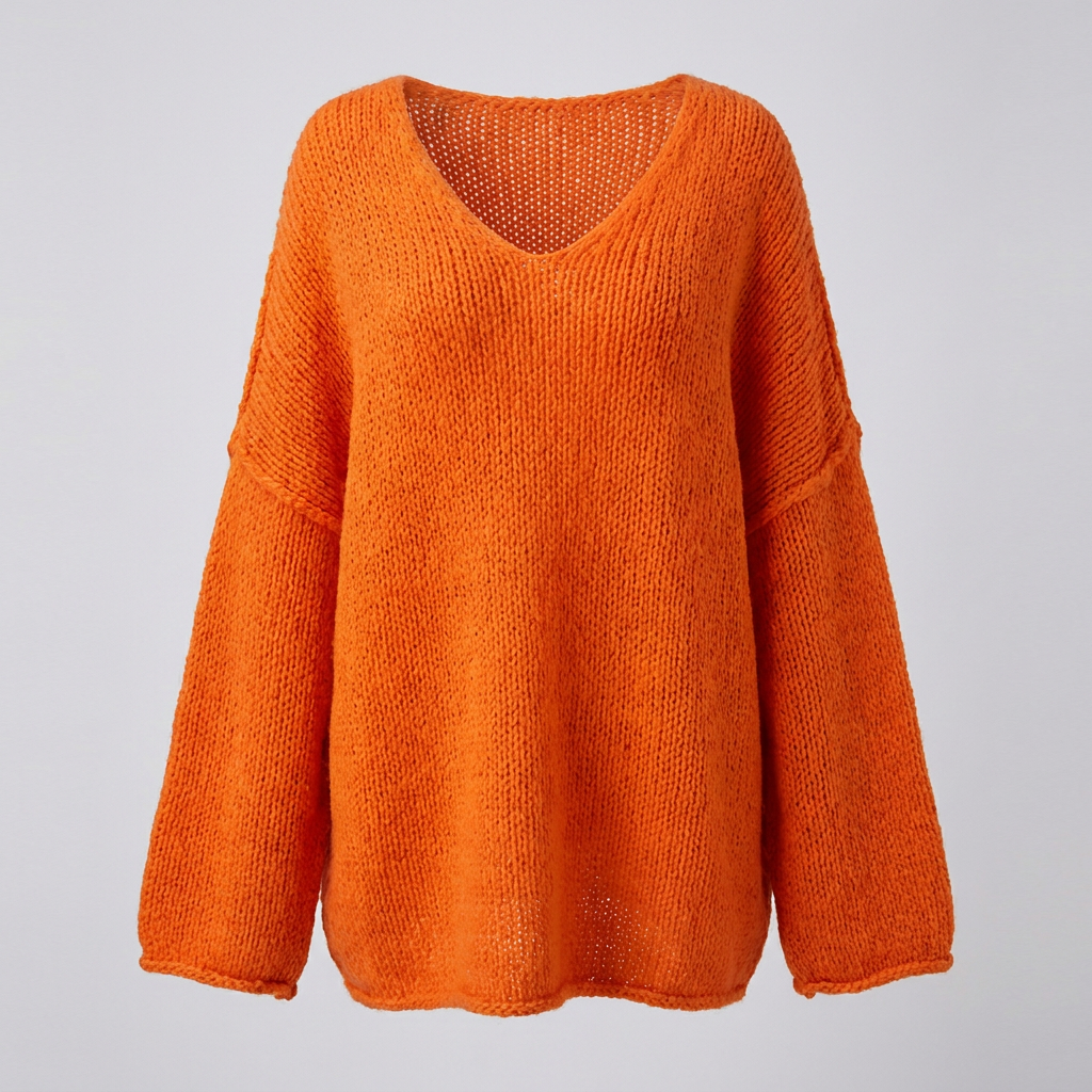 Women's Oversized V-Neck Sweater Long Sleeve Relaxed Fit
