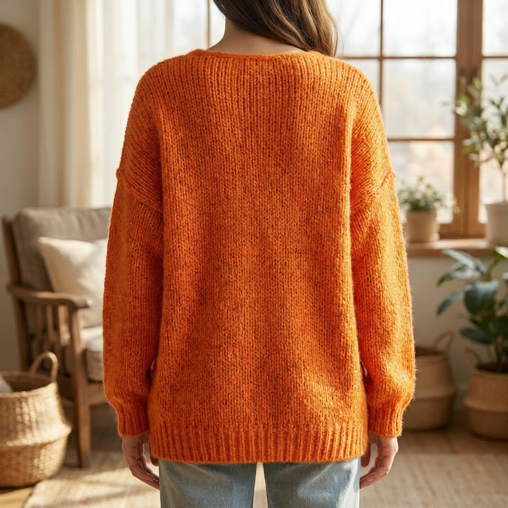 Women's Oversized V-Neck Sweater Long Sleeve Relaxed Fit
