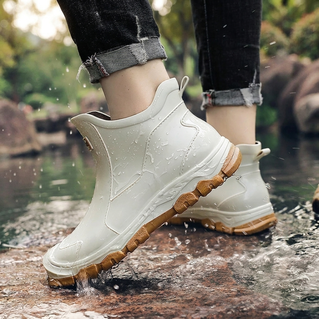 Women's Waterproof Lug Sole Ankle Boots Pull-On Style