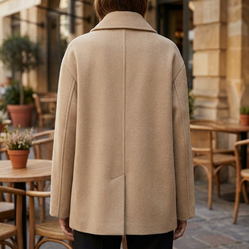 Women's Button-Front Relaxed Coat with Collar Pockets