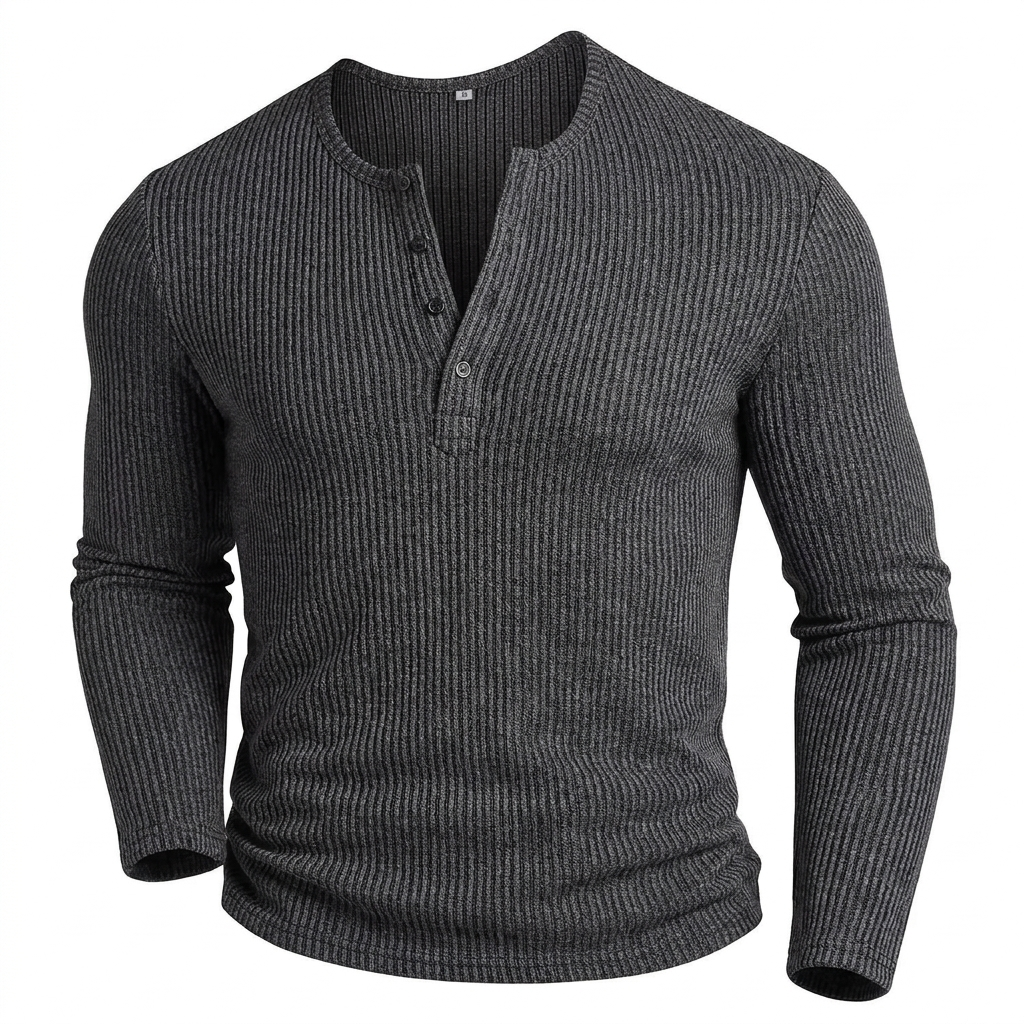 TEXTURED HENLEY SHIRT FOR MEN