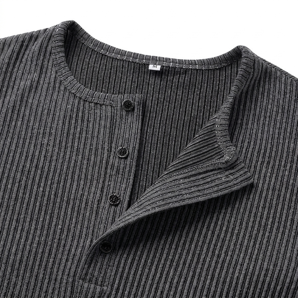TEXTURED HENLEY SHIRT FOR MEN