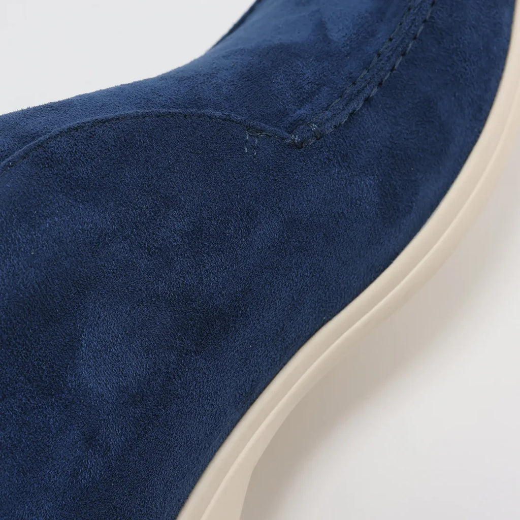 High suede loafers.