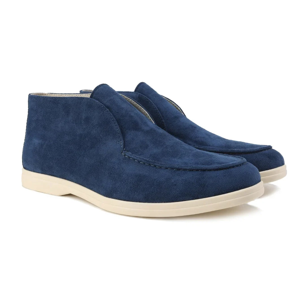 High suede loafers.