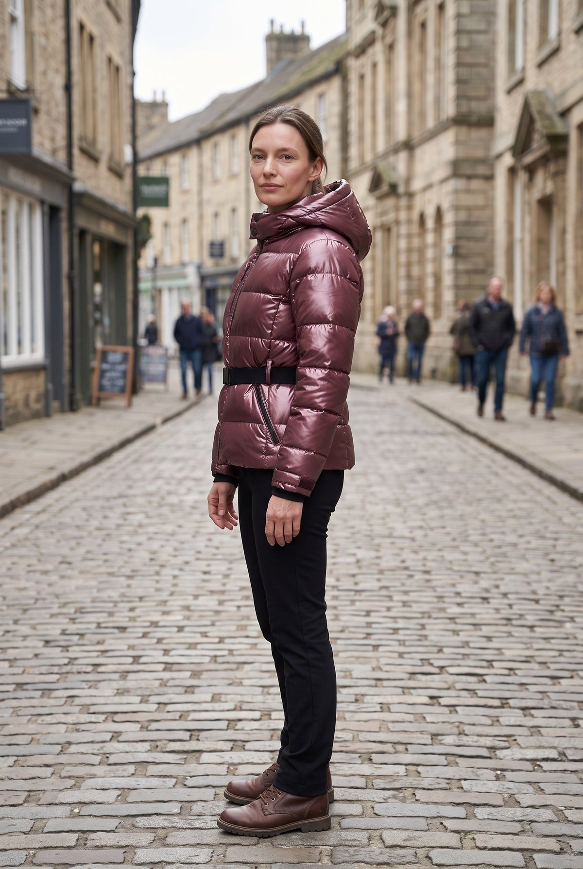 Olalla | Quilted Hooded Puffer Jacket with Belt for Women