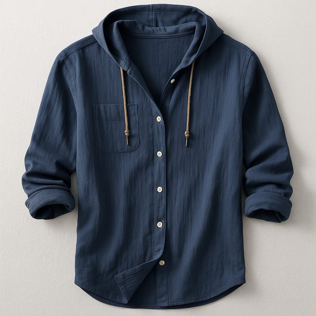 Hooded Button-Down Shirt for Men