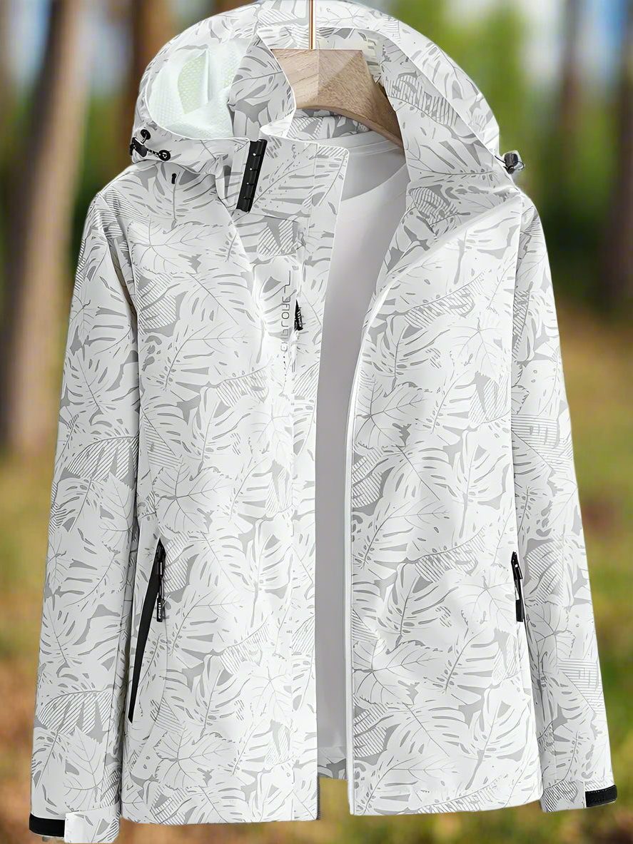 Aloisia | Leaf Print Hooded Raincoat for Women