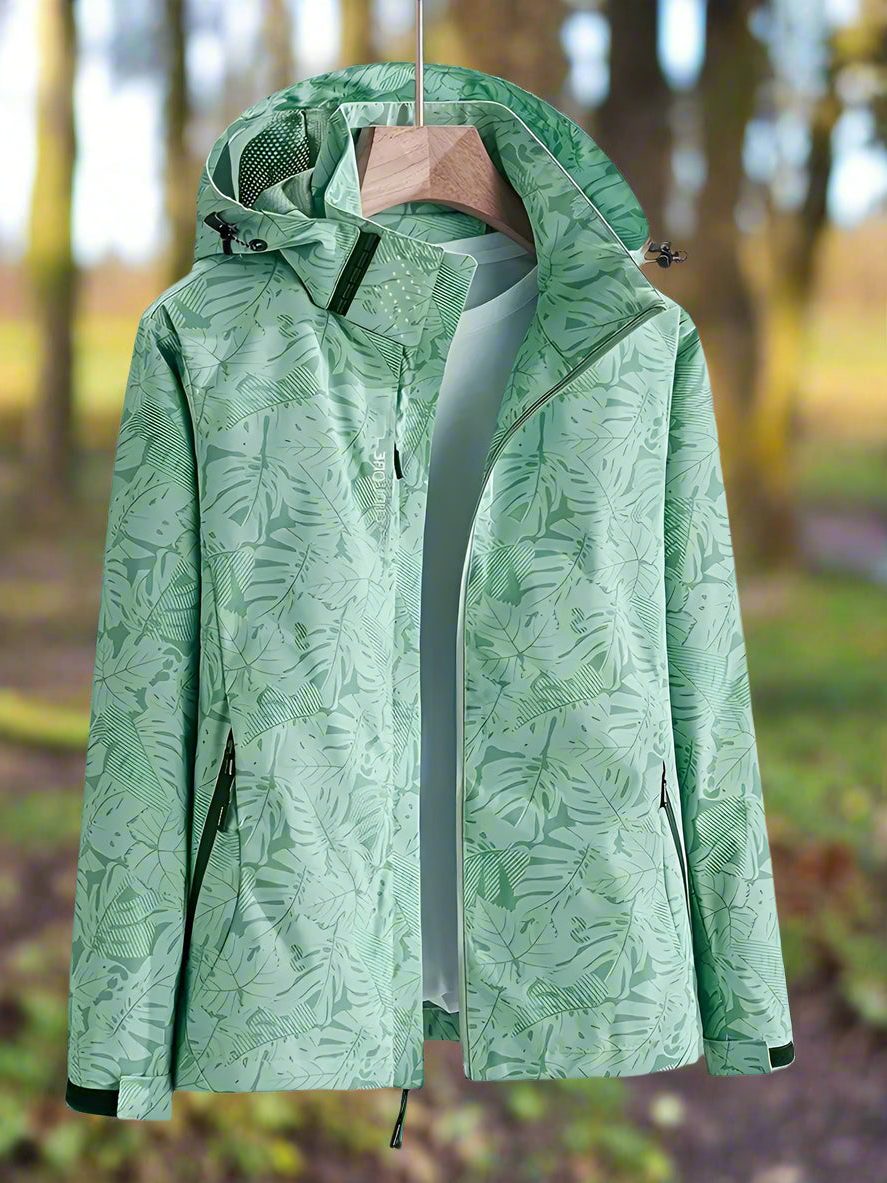 Aloisia | Leaf Print Hooded Raincoat for Women