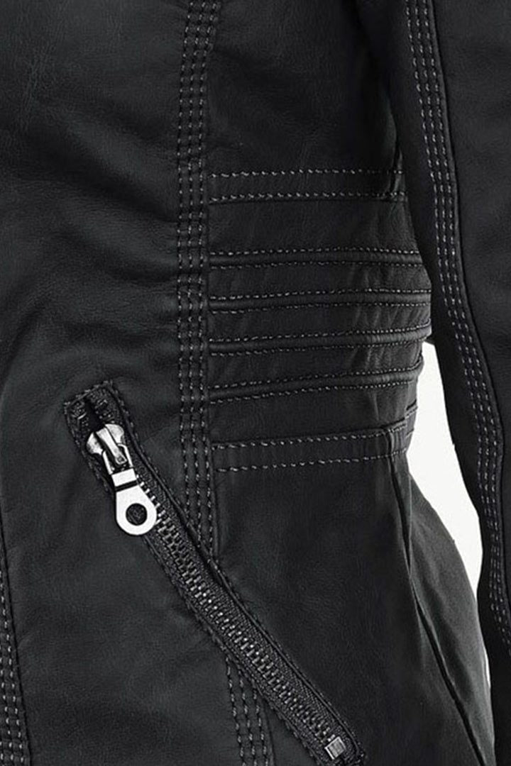 Iolanthe | Leather Look Hooded Zip-Up Jacket for Women