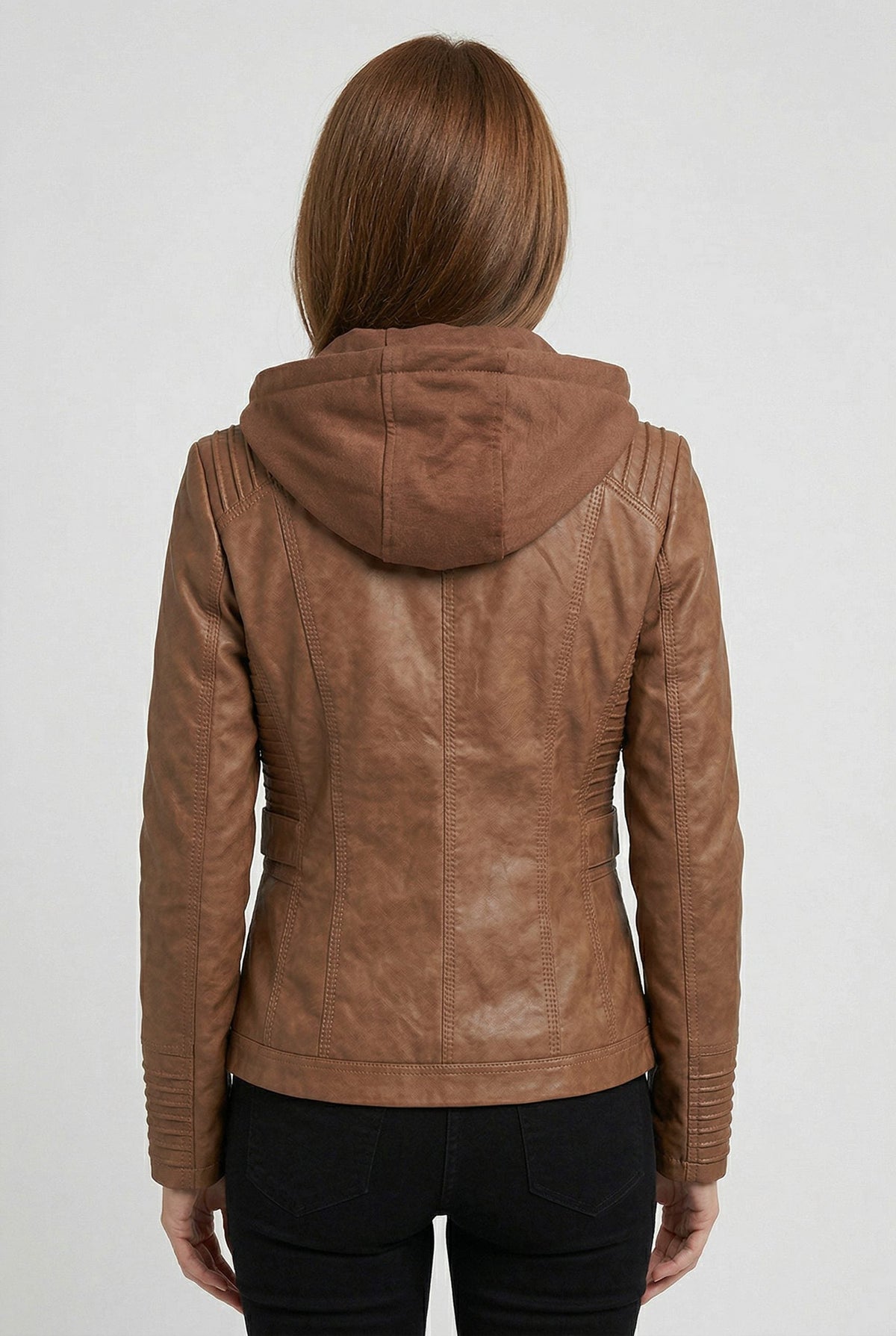 Iolanthe | Leather Look Hooded Zip-Up Jacket for Women