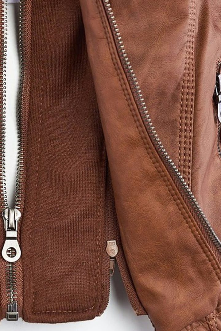 Iolanthe | Leather Look Hooded Zip-Up Jacket for Women
