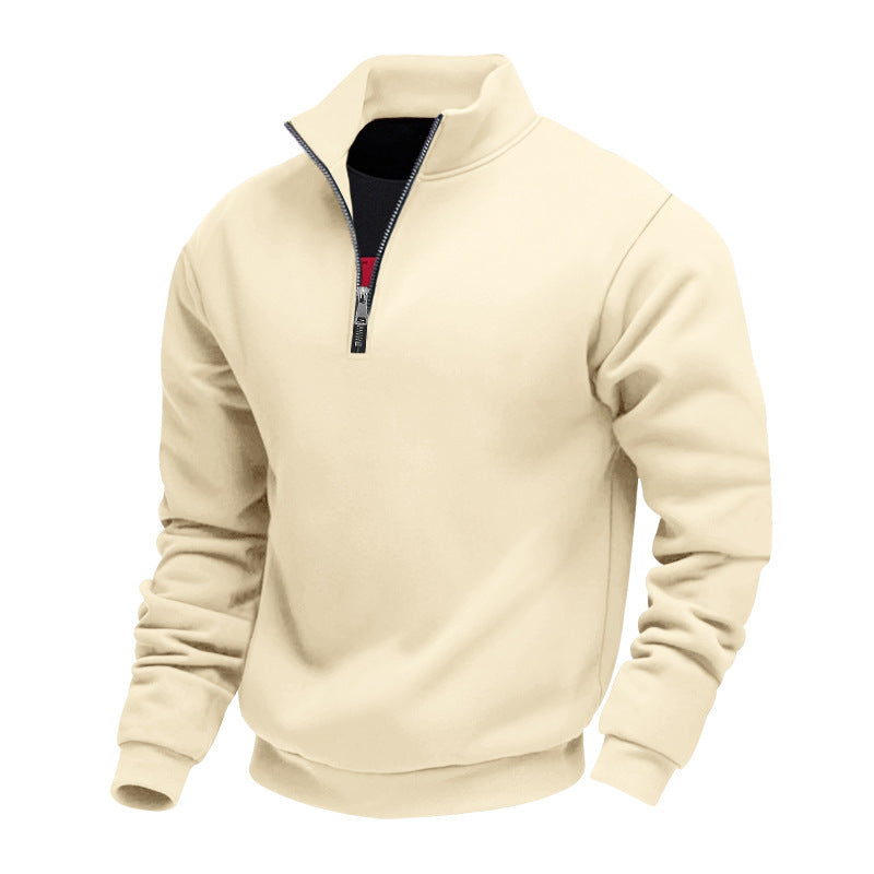 Men's Quarter-Zip Sweatshirt, High Collar, Long Sleeves