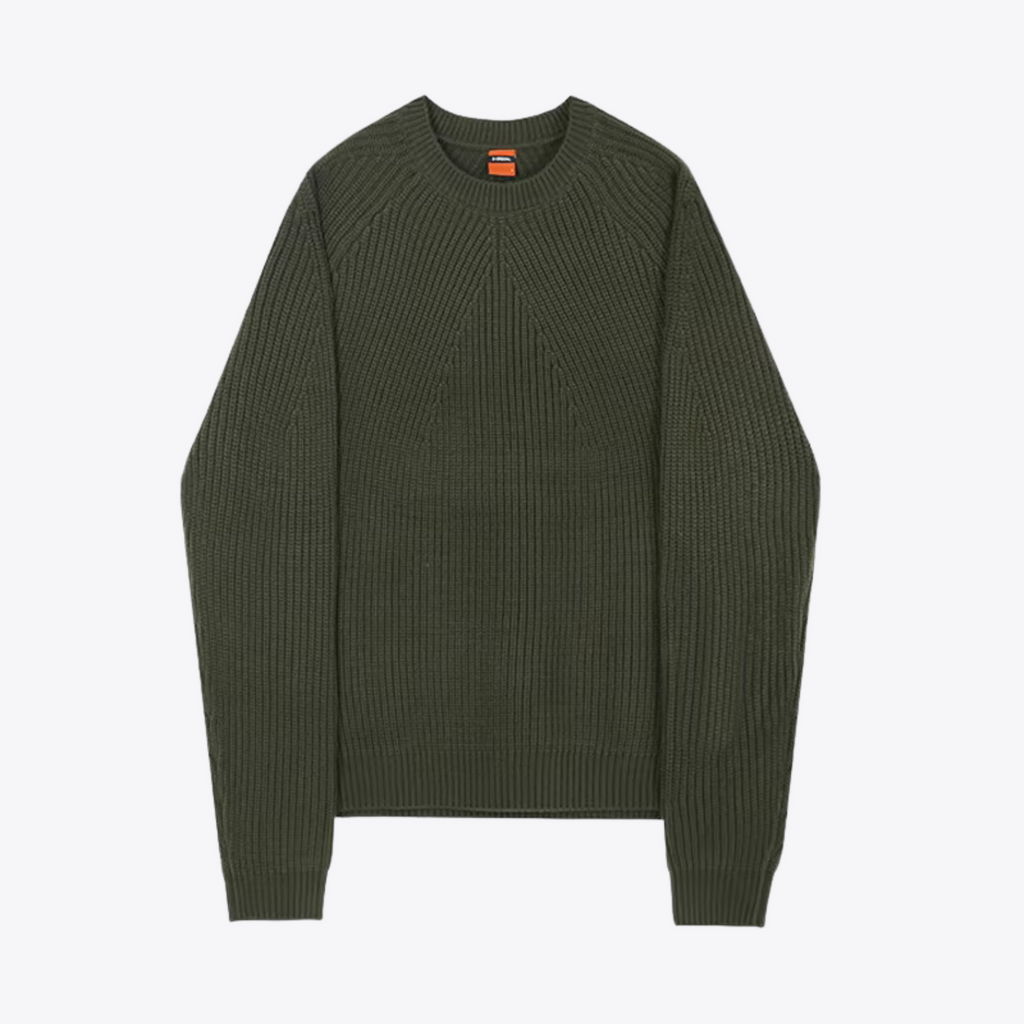 Men's Ribbed Crew Neck Sweater, Long Sleeves, Relaxed Fit