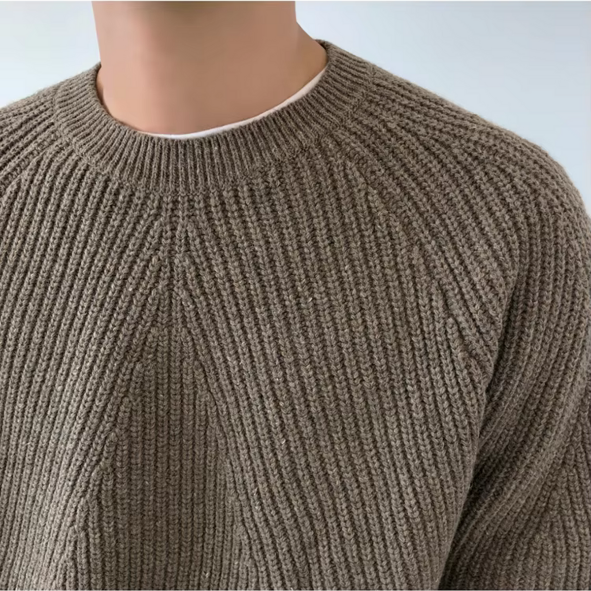 Men's Ribbed Crew Neck Sweater, Long Sleeves, Relaxed Fit
