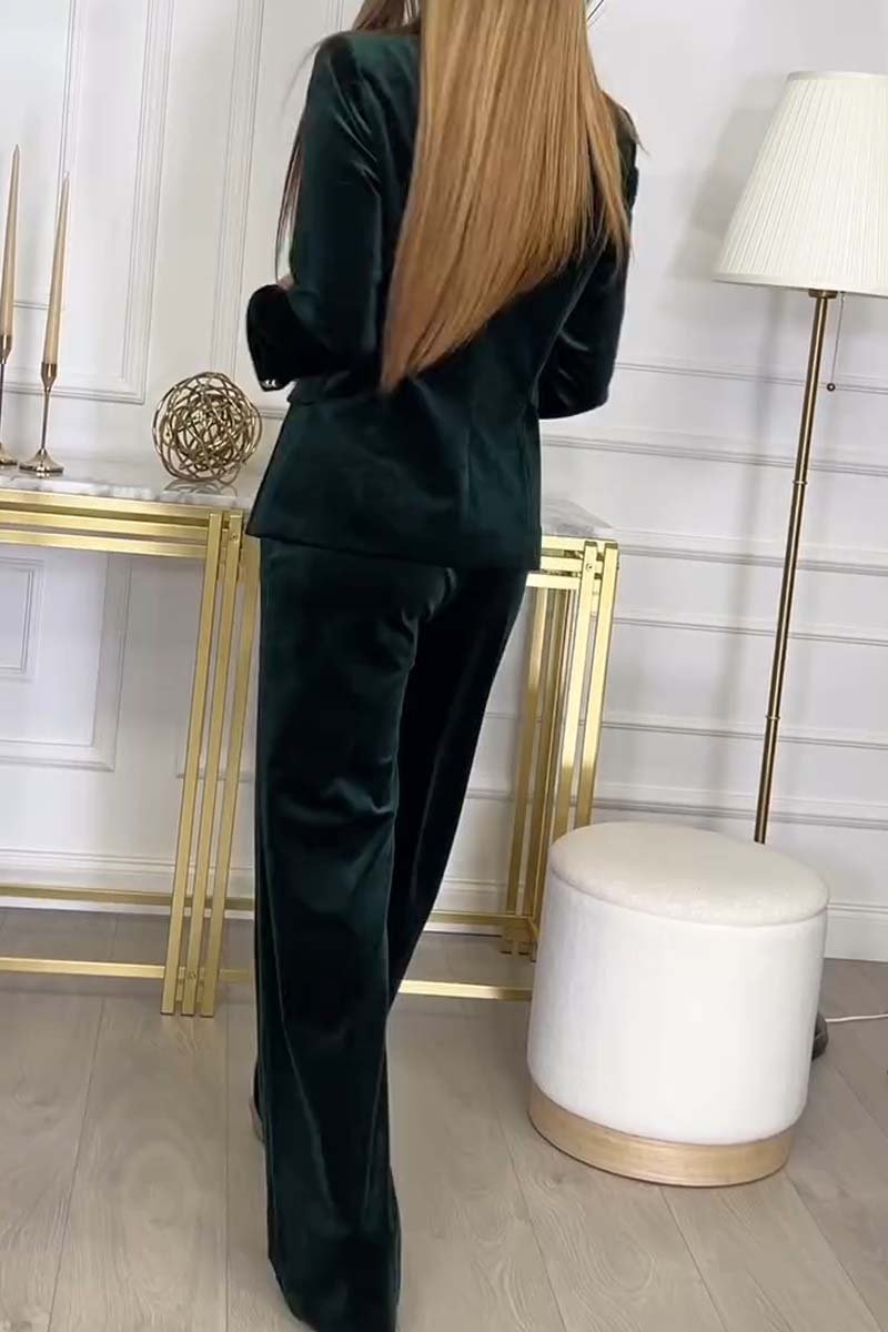 Women's Belted Blazer and Wide-Leg Pants Set Two Piece