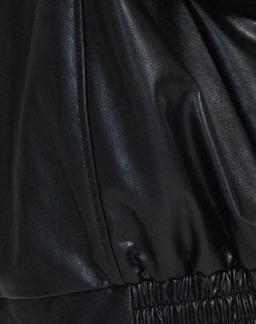 Women's Oversized Faux Leather Jacket with Zipper