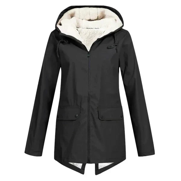 Women's Hooded Parka with Sherpa Lining Zip Front