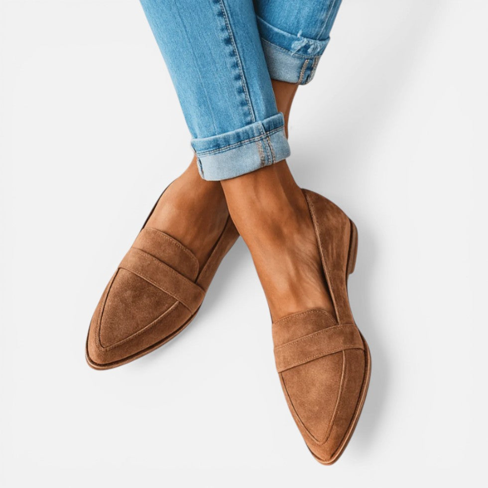 Women's Pointed Toe Penny Loafers, Low Heel