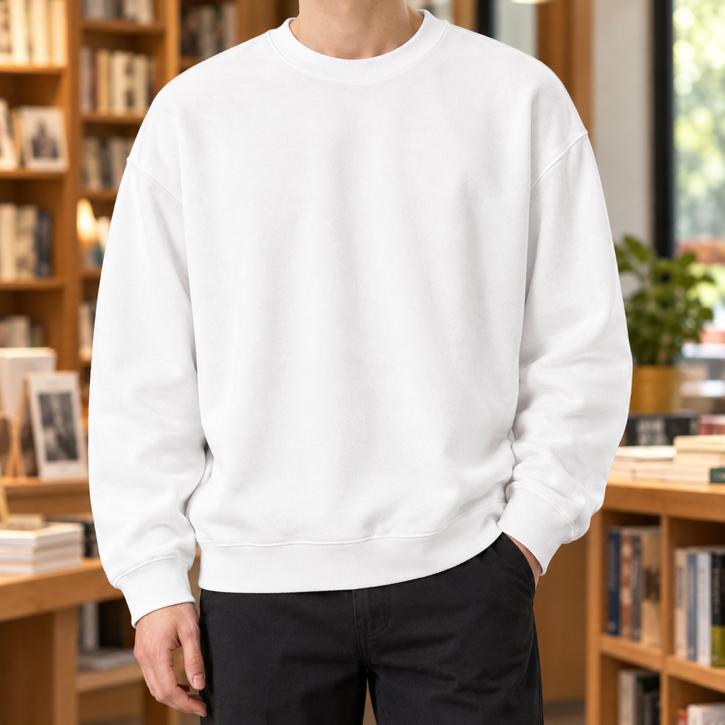 RELAXED FIT COTTON BLEND SWEATER FOR MEN