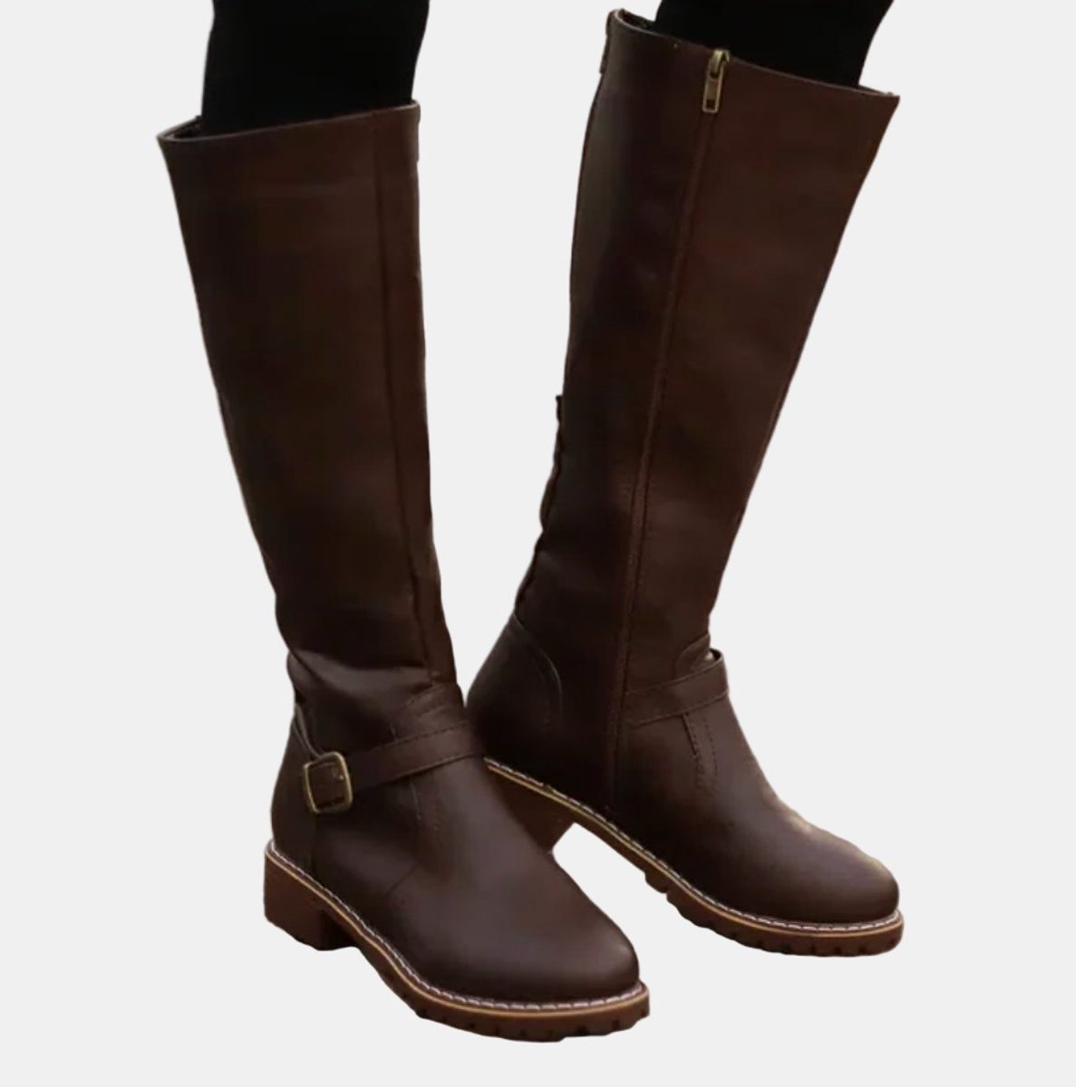 Indigo | Knee High Riding Boots with Buckle Strap for Women