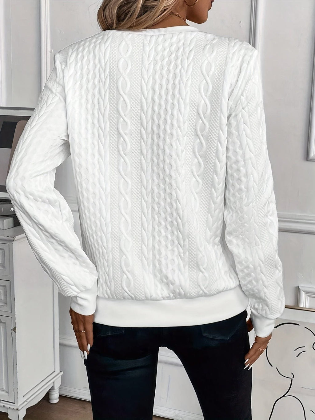 Irene | Cable Knit Sweater with Half-Zip for Women