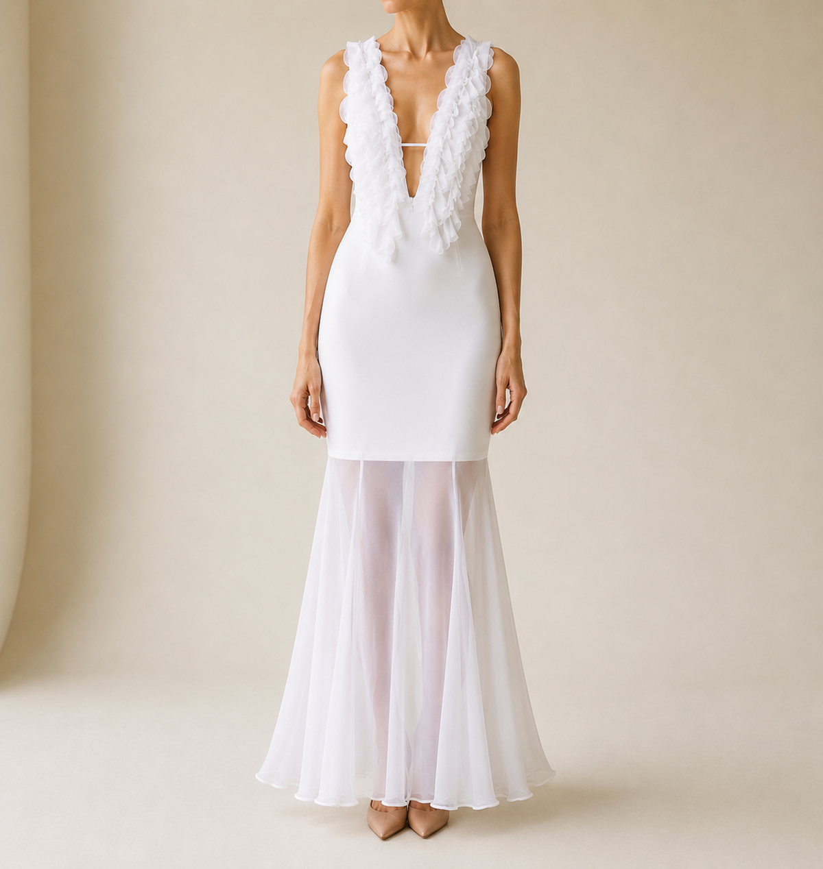 Ostuni Ruffle Mesh Maxi Dress