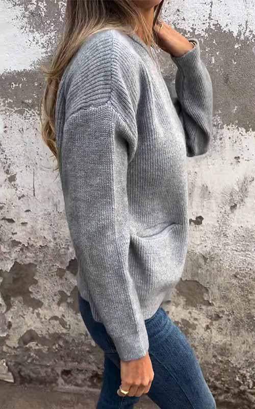 Women's Ribbed Zip-Up Cardigan with Patch Pockets
