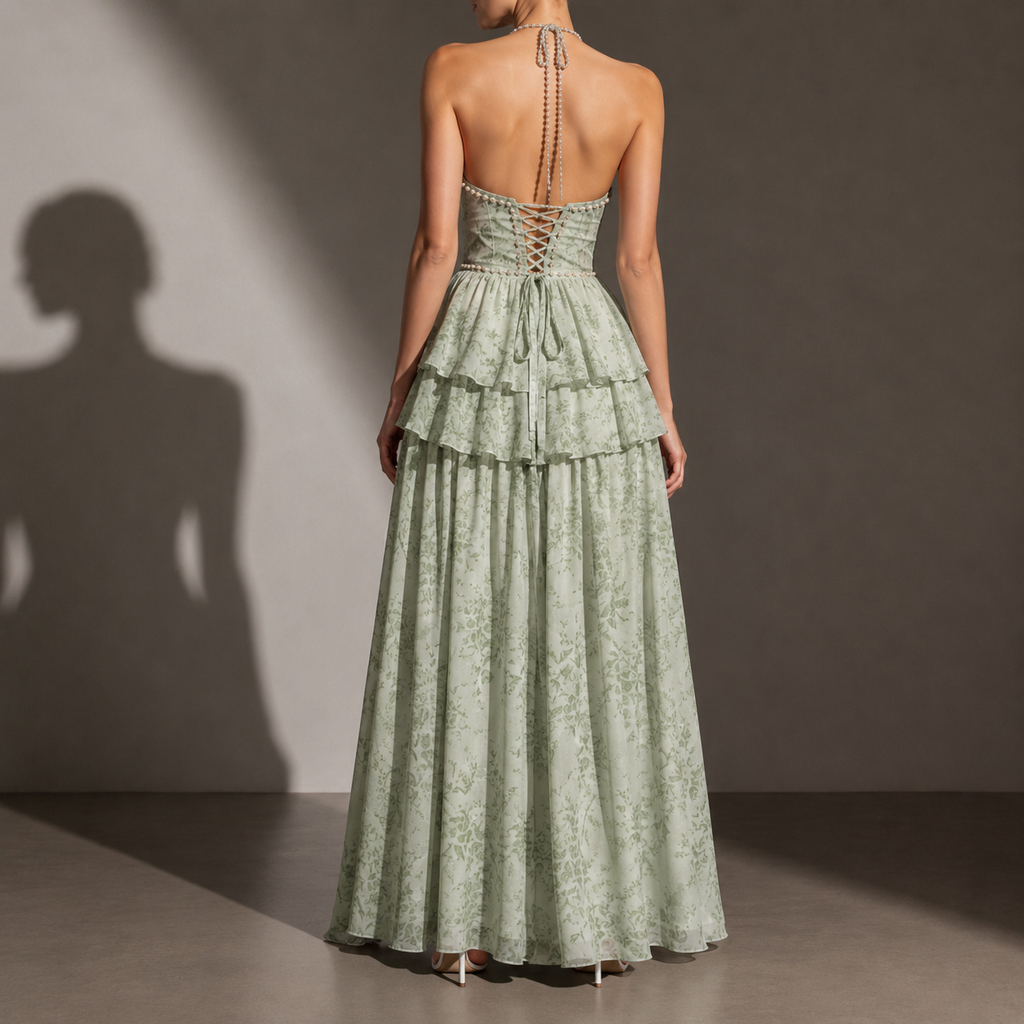 Braga Floral Chiffon Maxi Dress