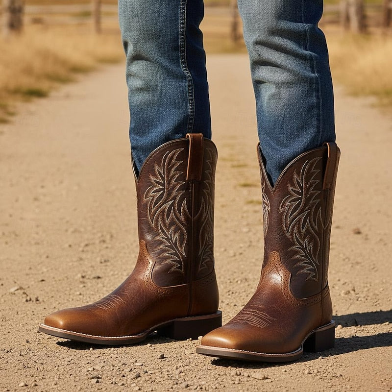 Women's Western Cowboy Boots with Embroidered Shaft