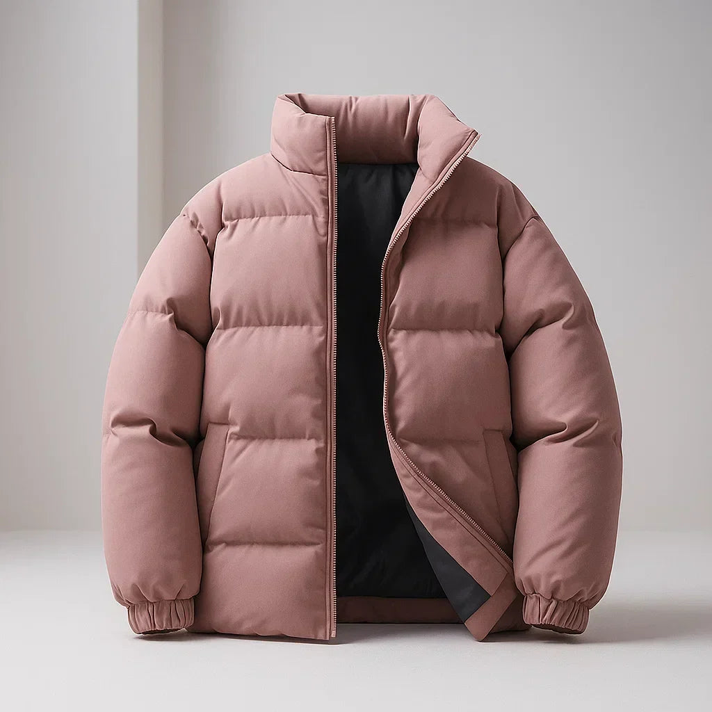 Kael - Men's Puffer Jacket with Stand Collar and Ribbed Cuffs
