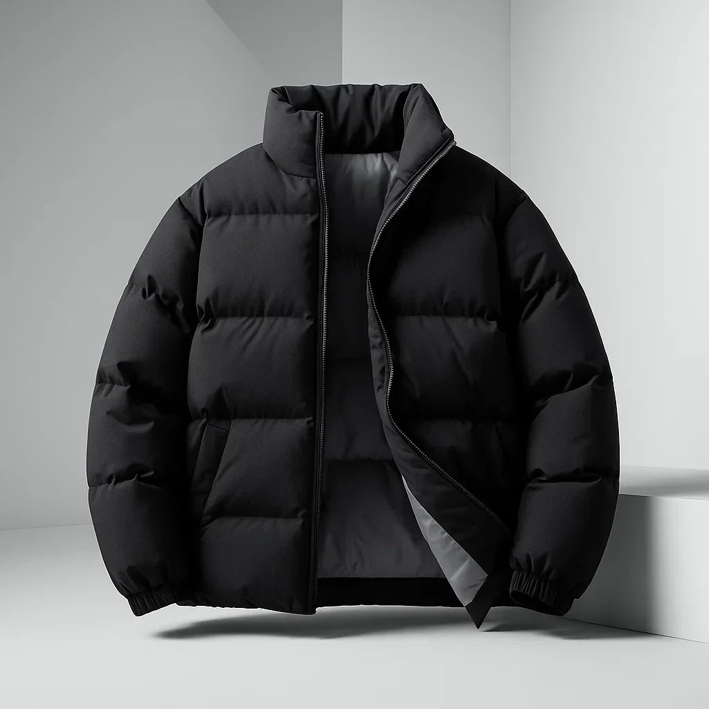 Kael - Men's Puffer Jacket with Stand Collar and Ribbed Cuffs